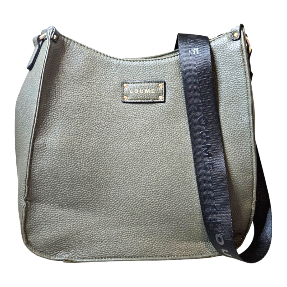 Loume Crossbody Purse in a Gray Green with Canvas Strap